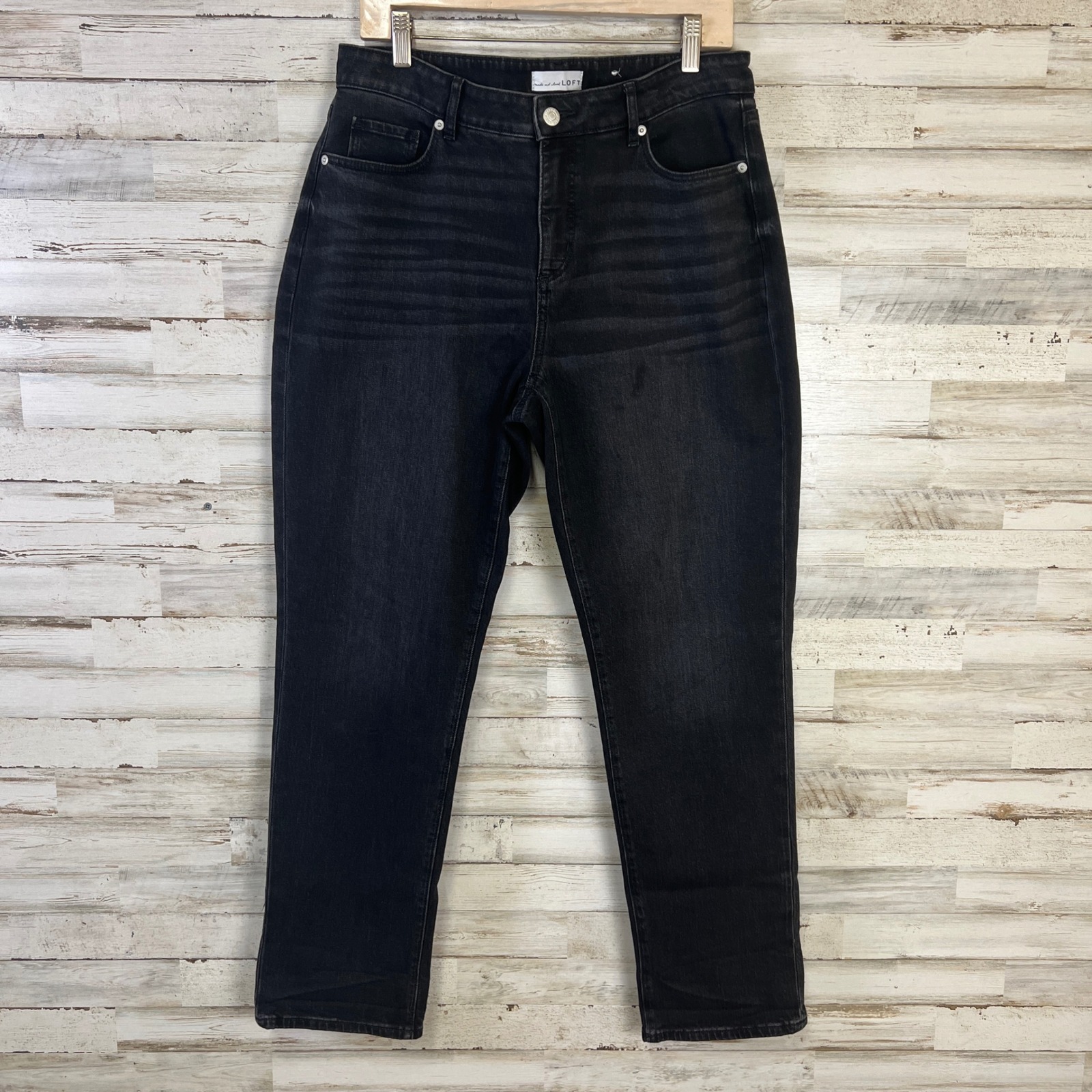 Loft The Curvy Girlfriend Jeans Women 30/10 Black Denim Dark High Rise Tapered